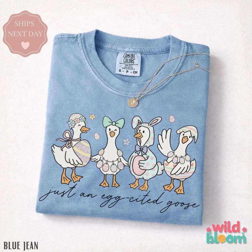 Easter Goose Shirt Spring Egg-Cited Goose T-Shirt S Shirt Farm Animal T-shirt